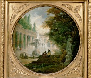 Park s fontánou (olej na dřevě) od Hubert Robert