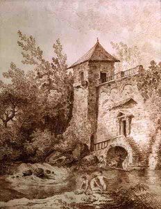 The Bathers (sangvinik na papíře) od Hubert Robert