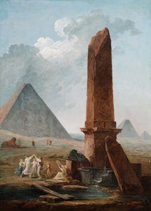 Farandole uprostřed egyptských památek od Hubert Robert
