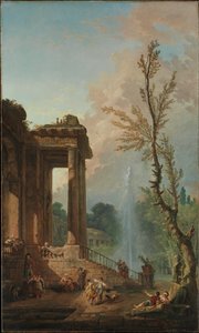 Portikus venkovského sídla od Hubert Robert