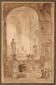 Klenuté schodiště, c. 1770-1779. od Hubert Robert