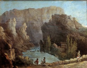 Pohled na fontánu Vaucluse Malba od Huberta Roberta (1733-1805) Avignon z 18. století, Musee Calvet. od Hubert Robert