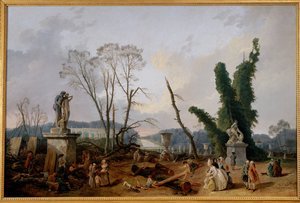 Pohled na Tapis Vert ve Versailles v (malba na plátně) od Hubert Robert