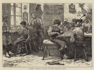 Škola řezbářství v Bavorských Alpách od Hubert von Herkomer