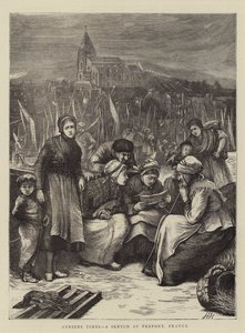 Úzkostné časy, skica v Treportu, Francie od Hubert von Herkomer