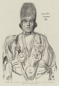 Hwfa Mon, arcidruid, předseda Gorseddu na Eisteddfodu od Hubert von Herkomer