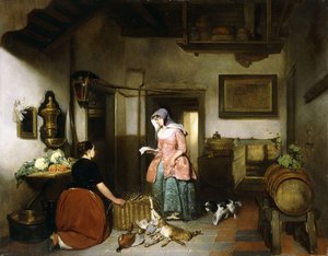 Hra Interiér spíže s úklidem žen, 1852