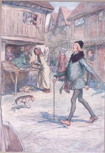 Nezdvihne takříkajíc hlavu? And struct in his gate?, ilustrace z Veselých paniček windsorských , 1910 od Hugh Thomson