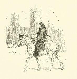 Geoffrey Chaucer na koni (litho) od Hugh Thomson