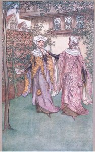 Tady je dvojče z tvého dopisu, ilustrace z Veselé paničky z Windsoru, 1910 od Hugh Thomson
