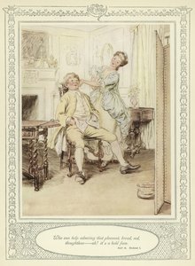 Ilustrace k Goldsmithově knize She Stoops to Conquer (Ona se snaží zvítězit)