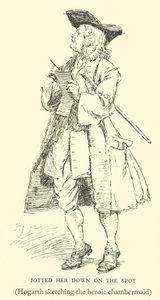 Zapsal ji Down on the Spot, Hogarth načrtl hrdinskou komornou (rytina) od Hugh Thomson