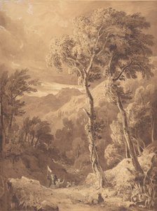 Hornatá krajina s partou cestovatelů Scéna na řece Pellene Achaia, 1818-29.