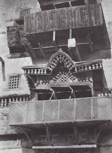 Afrika: Dřevěný arkýř v Suakinu (čb fotografie) od Hugo Adolf Bernatzik