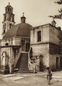 Mexiko: Kaple na Posvátné hoře, Amecameca (čb fotografie) od Hugo Brehme