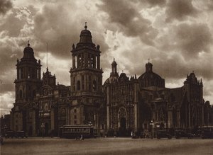 Mexiko: Hlavní město Mejico, La catedral (čb fotografie)