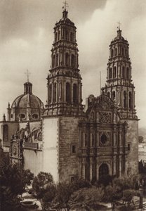 Mexiko: katedrála v Chihuahua (čb fotografie) od Hugo Brehme