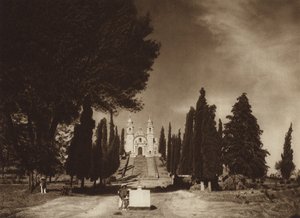 Mexiko: Cholula, kostel Guadalupe (čb fotografie)