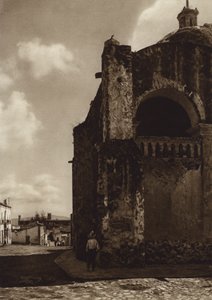 Mexiko: Cuernavaca, částečný pohled na katedrálu (čb fotografie) od Hugo Brehme
