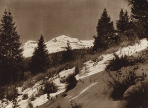 Mexiko: Iztacihuatl (čb fotografie) od Hugo Brehme
