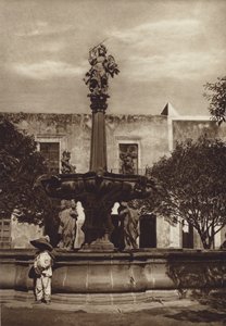 Mexiko: Puebla, Fuente de San Miguel (čb fotografie) od Hugo Brehme