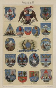 Znaky zemí Ameriky (barva litho) od Hugo Gerard (after) Strohl