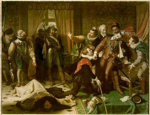 Atentát na Jindřicha III. (1551-1589) Jacquesem Clementem (1567-1589), dominikánským náboženským zastáncem katolické ligy, 1. srpna