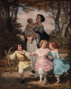 Matka a děti, cca 1840-80 (olej na plátně)