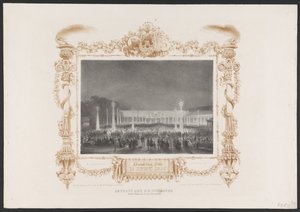 Večerní párty pro studenty, 1836 Strana H.H. Studenti v zahradě od C. van Leeuwena / Večer 14. června 1836 (název na objektu) Talíře k oslavě druhého stého výročí Utrechtsche Hogeschool, 1836 (název série)
