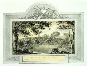 Pohled „po“ na pozemek, z Červené knihy pro Antony House, kolem roku 1812 (inkoust na papíře) (pohled „před“ viz 170692)