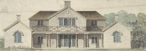 Návrh chaty Ornée v tudoreském stylu, konec 18.-začátek 19. století. od Humphry Repton