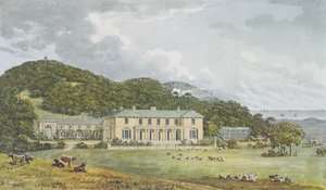 Jižní fronta se západní frontou v perspektivě, z Červené knihy pro Antony House, c.1812