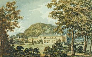 Jižní fronta s východní frontou v perspektivě, z Červené knihy pro Antony House, c.1812 od Humphry Repton