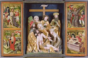 Pašijový oltář, Janosret, 1480-90 (malované a zlacené dřevo)