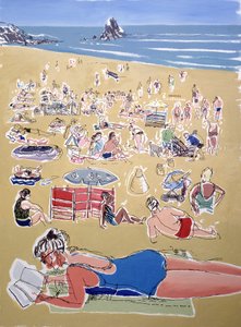 Bathers, Broadhaven Beach, Dyfed, 1995 (olej na inkoustu na palubě)