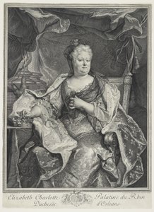 Elizabeth Charlotte Palatine du Rhin, vévodkyně z Orleans, inž. Charles Louis Simmoneau (1645-1728) od Hyacinthe Francois Rigaud