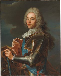 Portrét vévody de Broglie, v křídle Řádu Sainte Esprit, s taktovkou maršála Francie od Hyacinthe Francois Rigaud
