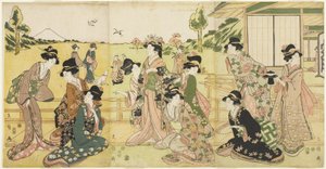 Hawking Party, 1807 (barevný dřevěný tisk) od Hyakusai Hisanobu Hyakusai Hisanobu