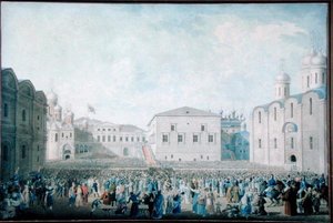 Velké přijetí Alexandra I. (1777-1825) v Kremlu 15. srpna 1816 od I.A. Lavrov