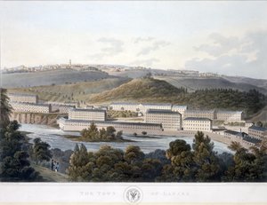 Město Lanark, z pohledu Skotska, 1824-25 (barevná akvatinta) od I after Clark
