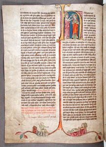 Historická iniciála „H“ na začátku Knihy Samuelovy, ze „Stjorn“ („Governance“) (vellum) od Icelandic School
