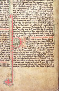 Historizovaná iniciála P na začátku Ságy o Gróňanech, z Flateyjarbok (Kniha o Flateyovi), konec 14. století. od Icelandic School