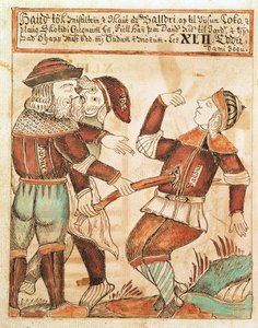 Ny Kgl Saml 1867.4, s.95v The Killing of Balder (pero & inkoust a akvarel na papíře) (viz také 169947)