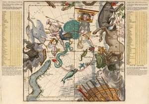 Jižní pól, deska 6 z Globi coelestis in tabulas planas redacti descriptio, pub. 1674 od Ignace Gaston Pardies