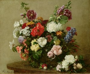 Francouzské růže a pivoňky, 1881 od Ignace Henri Jean Fantin Latour
