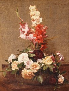 Mečíky a růže, 1881 od Ignace Henri Jean Fantin Latour