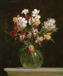 Bílé narcisy, hyacinty a tulipány, 1864 od Ignace Henri Jean Fantin Latour