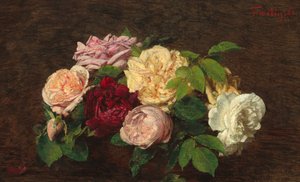 Roses de Nice na stole od Ignace Henri Jean Fantin Latour