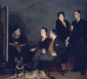 MALÍŘ A JEHO RODINA - 1937 - OLEO / PLÁTNO od Ignacio Zuloaga y Zabaleta