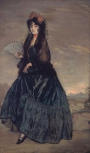 ŽENA S PŘIKRÝVKOU, KVĚTINAMI A Vějířem - OLEJ NA PLÁTNO - 199 × 120,5 CM od Ignacio Zuloaga y Zabaleta